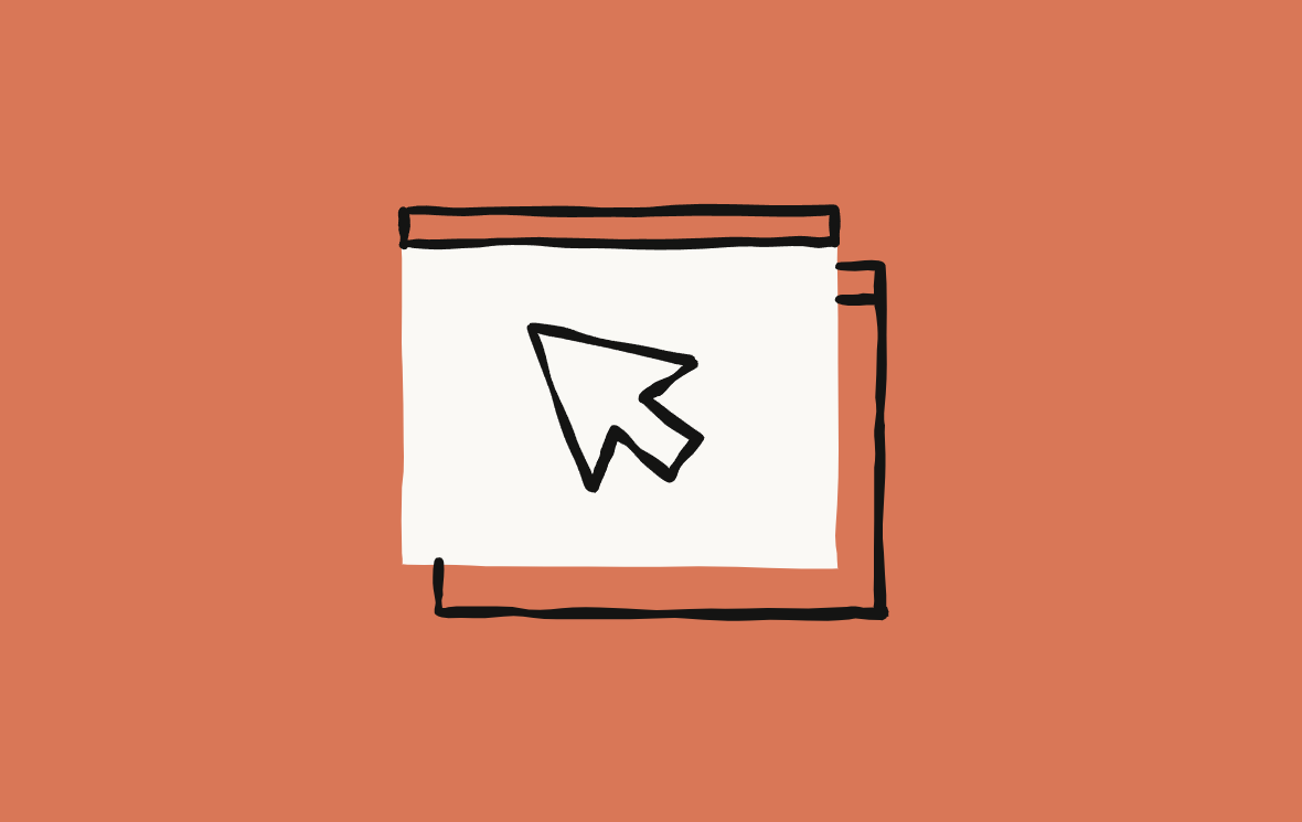 Anthriopic Claude AI computer control, a computer pointer within a white box, on an orange background