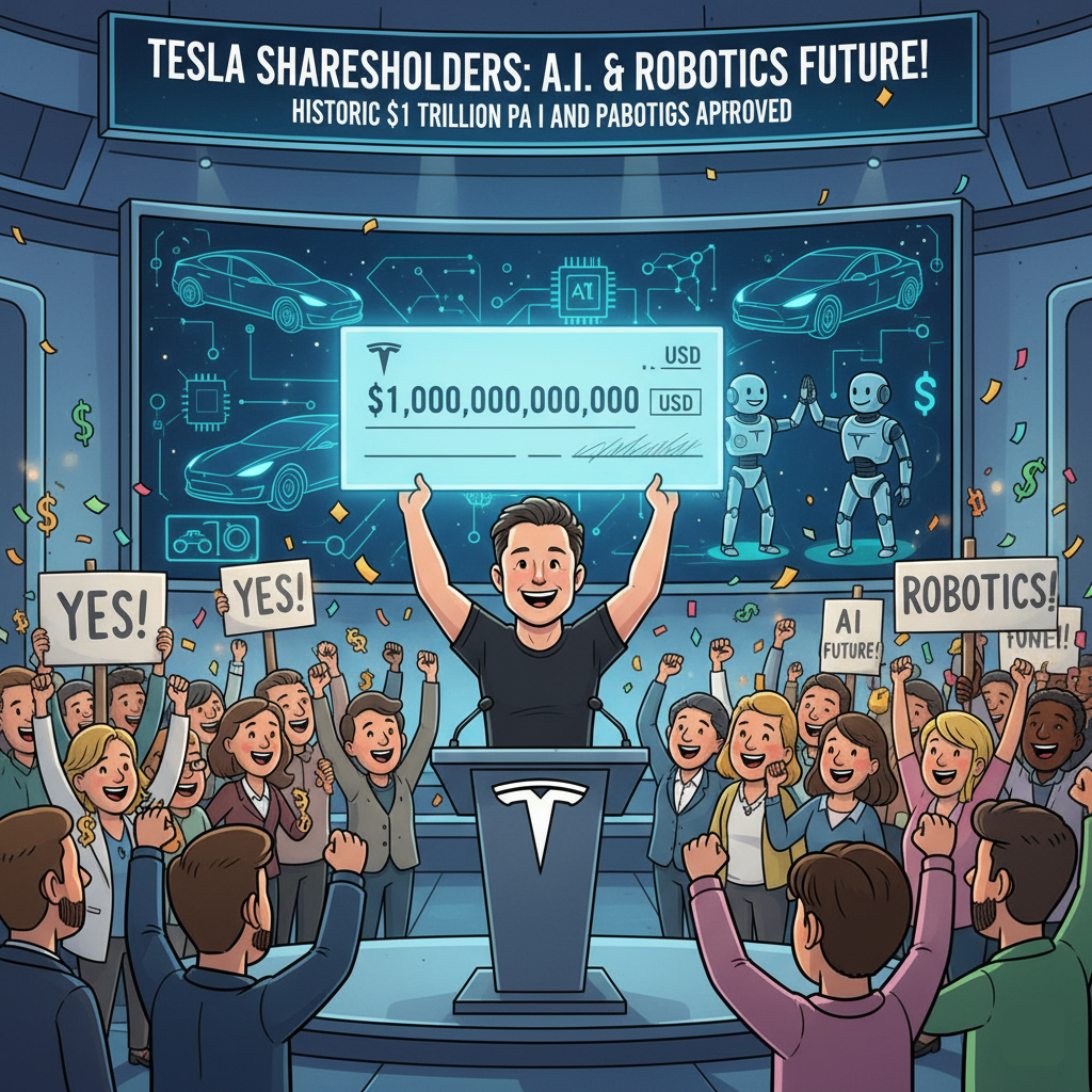 Tesla Shareholders Approve $1T Pay for Elon Musk